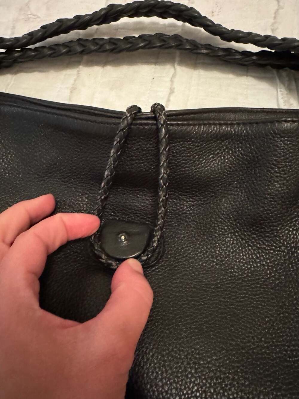 Gucci Black Pebbled Leather Braided Handle Tote Bag - Picture 5 of 9